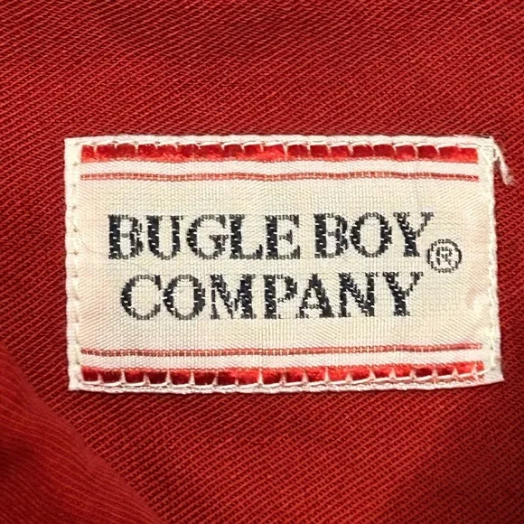 Vintage 90s deadstock Bugle Boy red long sleeve logo crest button down shirt XL - Picture 4 of 7